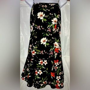 Xhilaration Women Size M Black Spaghetti Strap Summer Dress with Floral Pattern